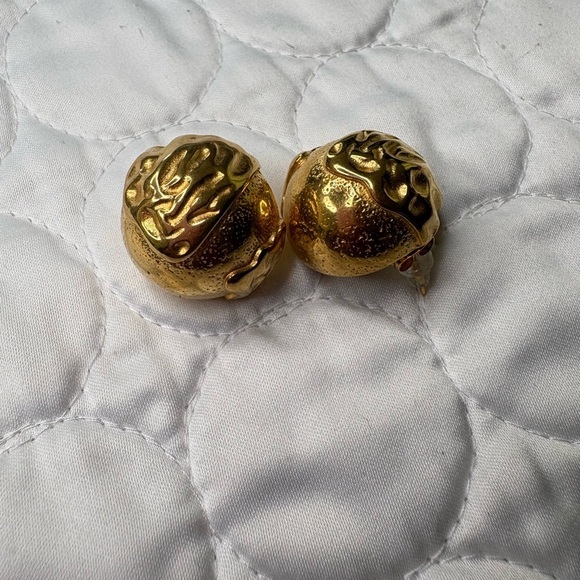 Gold Textured Earrings - Picture 6 of 6